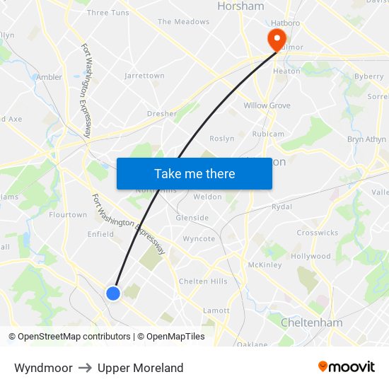 Wyndmoor to Upper Moreland map