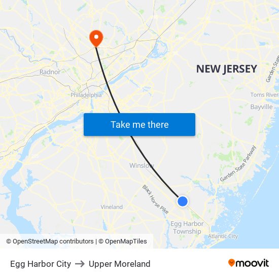 Egg Harbor City to Upper Moreland map