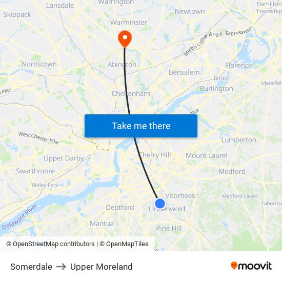 Somerdale to Upper Moreland map