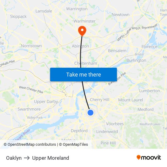 Oaklyn to Upper Moreland map