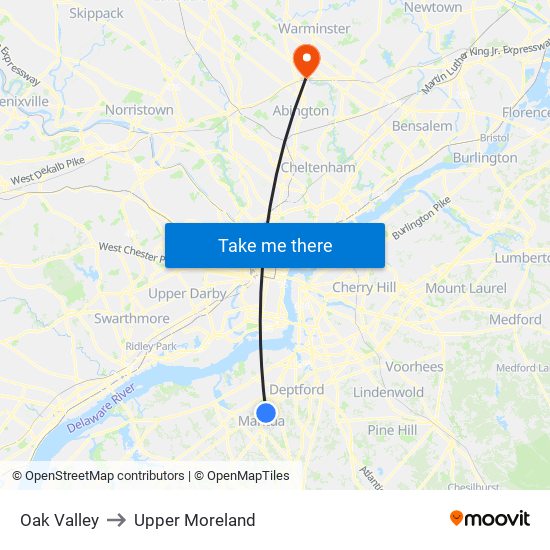 Oak Valley to Upper Moreland map