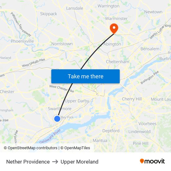Nether Providence to Upper Moreland map