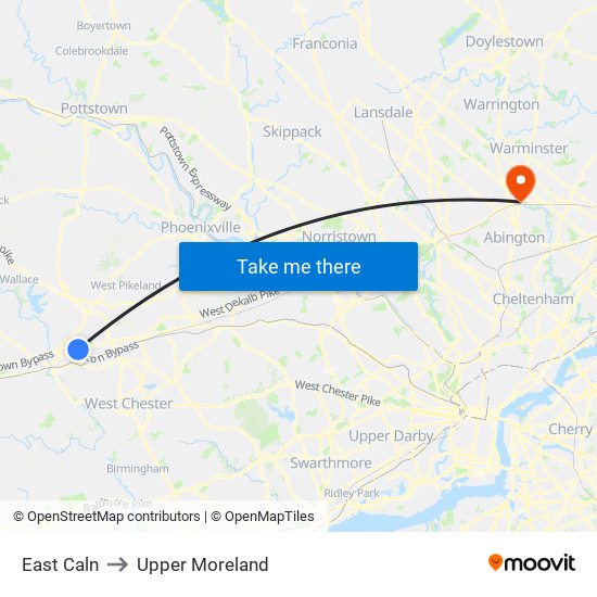 East Caln to Upper Moreland map