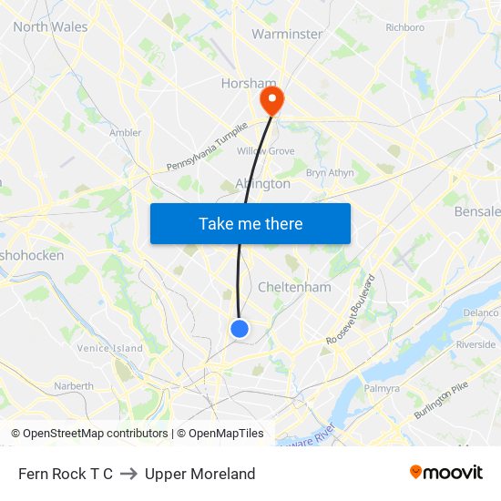 Fern Rock T C to Upper Moreland map