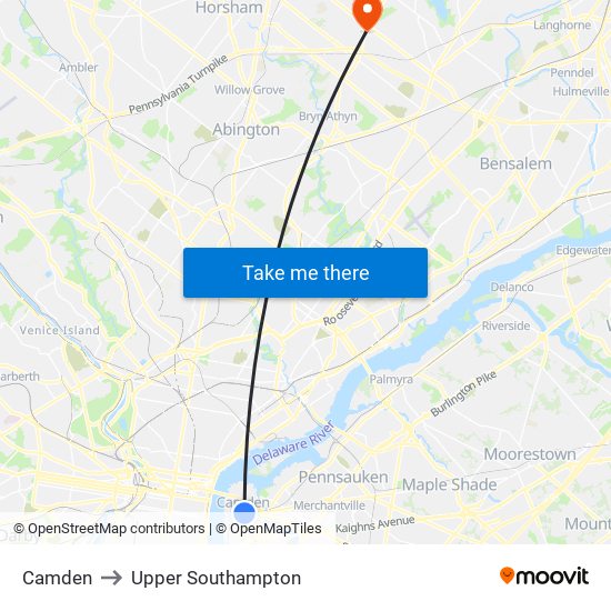 Camden to Upper Southampton map