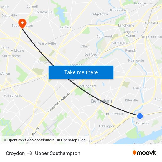 Croydon to Upper Southampton map
