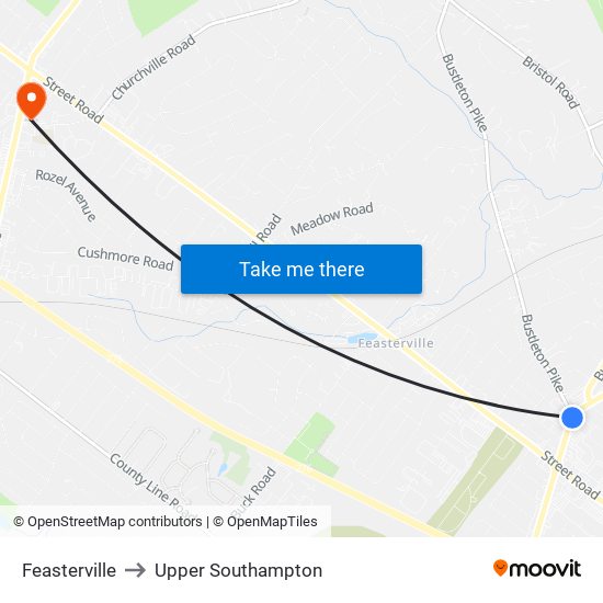 Feasterville to Upper Southampton map