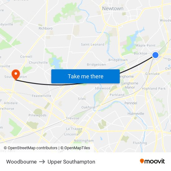 Woodbourne to Upper Southampton map