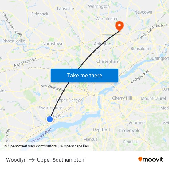 Woodlyn to Upper Southampton map
