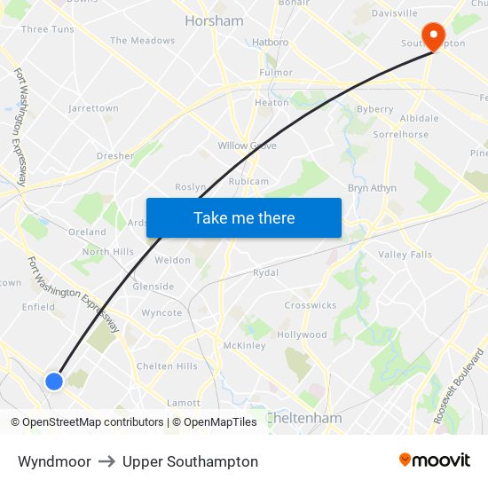 Wyndmoor to Upper Southampton map