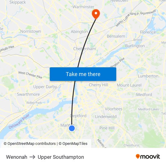 Wenonah to Upper Southampton map
