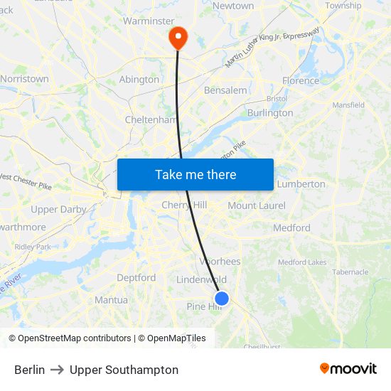 Berlin to Upper Southampton map
