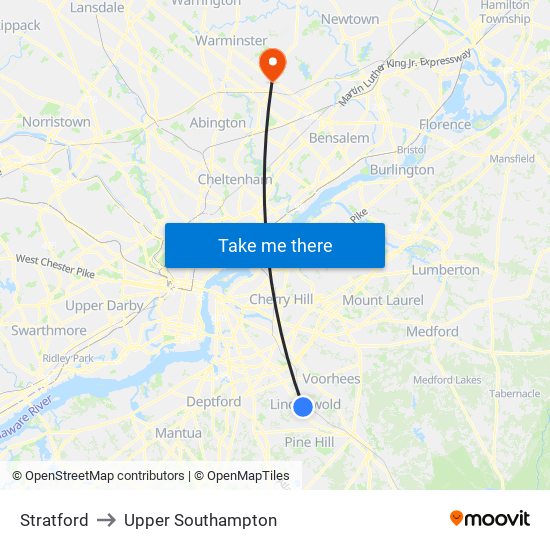 Stratford to Upper Southampton map
