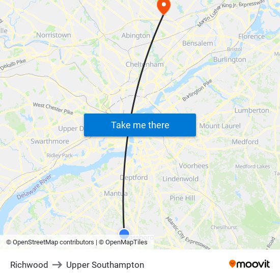Richwood to Upper Southampton map