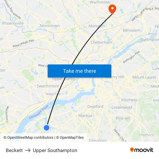 Beckett to Upper Southampton map