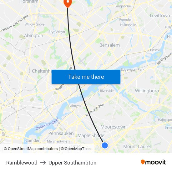 Ramblewood to Upper Southampton map