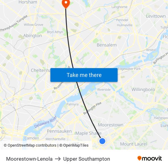 Moorestown-Lenola to Upper Southampton map