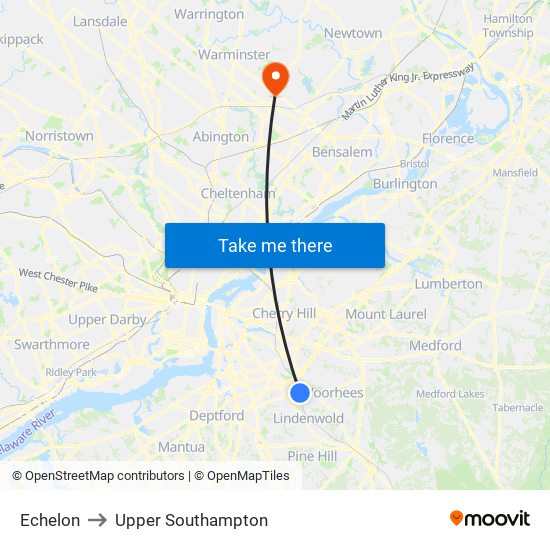 Echelon to Upper Southampton map