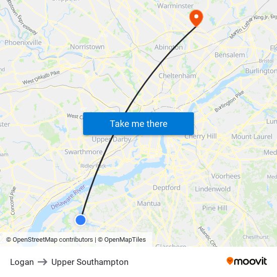 Logan to Upper Southampton map