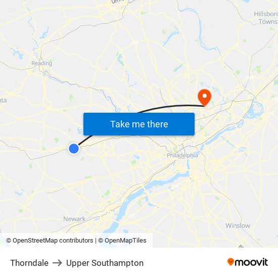 Thorndale to Upper Southampton map