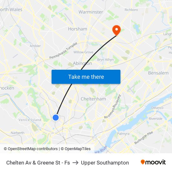 Chelten Av & Greene St - Fs to Upper Southampton map