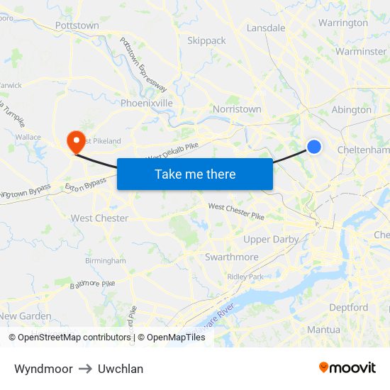 Wyndmoor to Uwchlan map