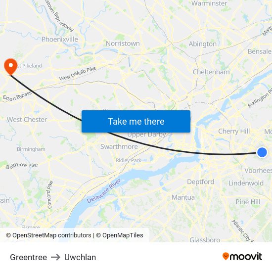 Greentree to Uwchlan map