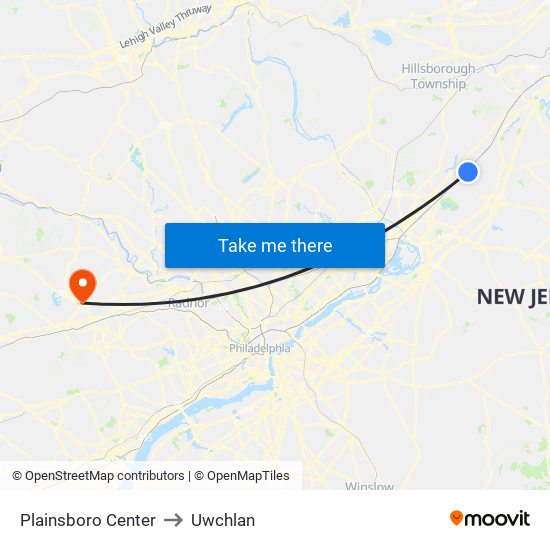 Plainsboro Center to Uwchlan map