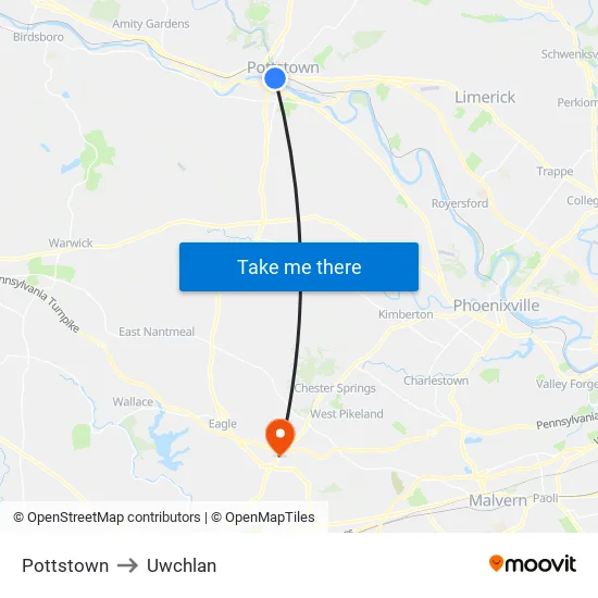 Pottstown to Uwchlan map
