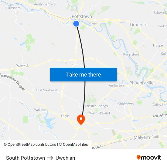 South Pottstown to Uwchlan map