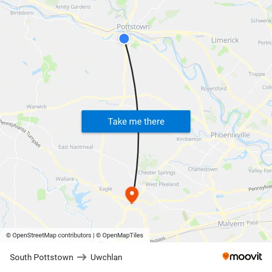 South Pottstown to Uwchlan map