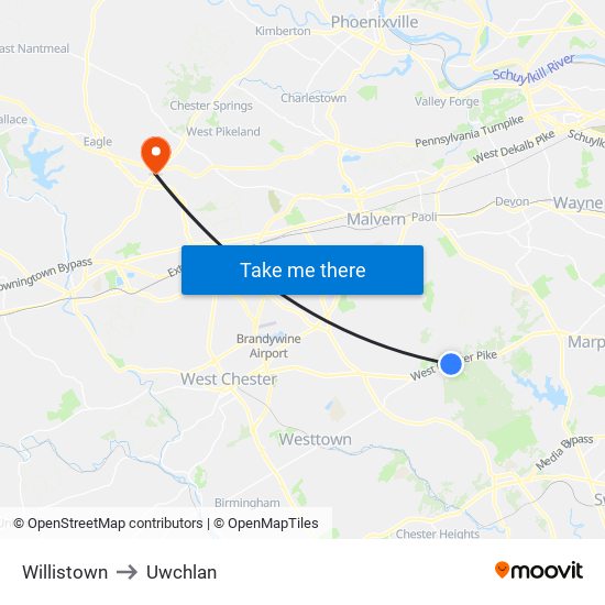 Willistown to Uwchlan map