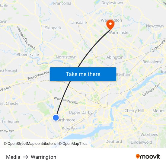 Media to Warrington map