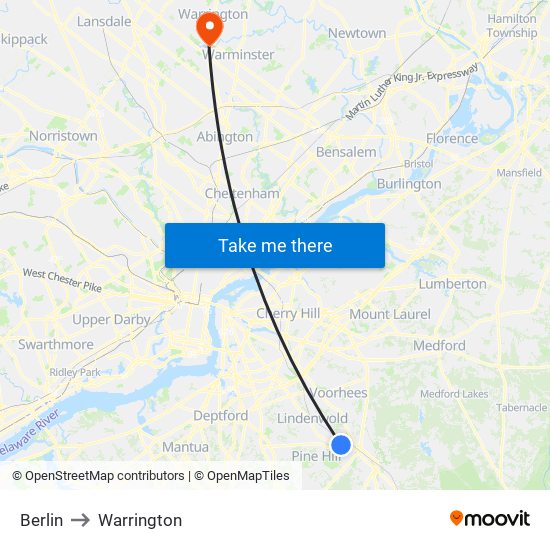 Berlin to Warrington map