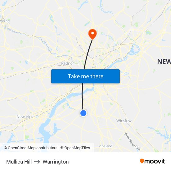 Mullica Hill to Warrington map