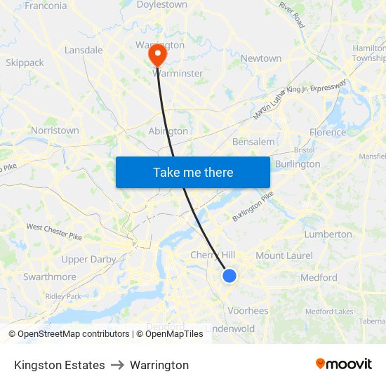 Kingston Estates to Warrington map