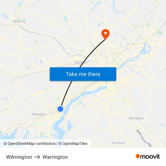 Wilmington to Warrington map