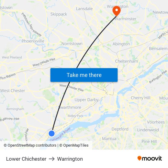 Lower Chichester to Warrington map