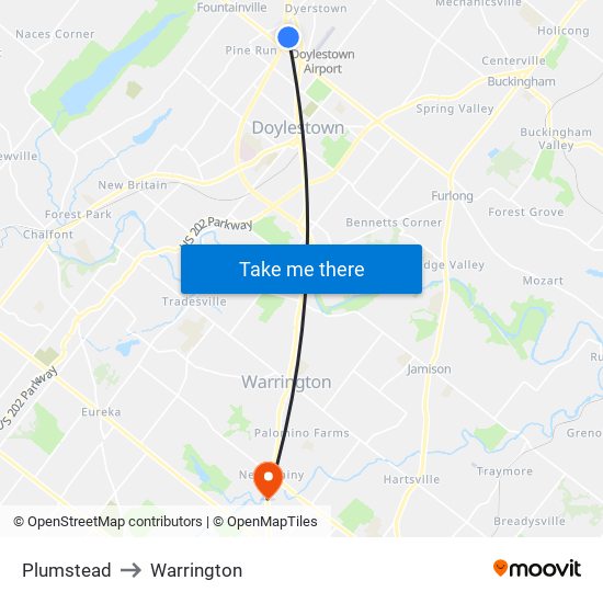 Plumstead to Warrington map