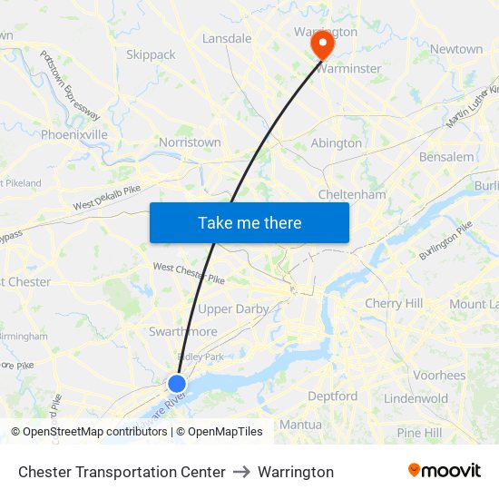 Chester Transportation Center to Warrington map
