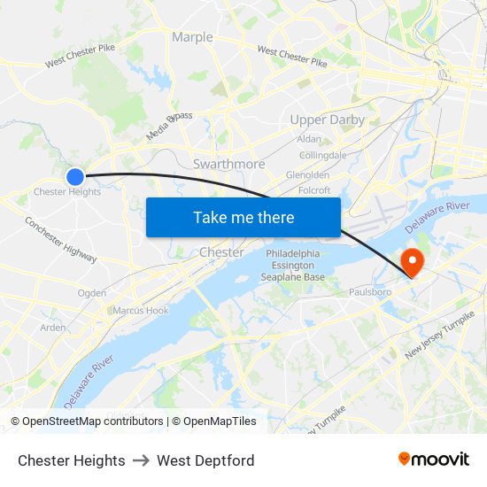Chester Heights to West Deptford map