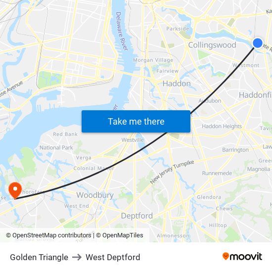 Golden Triangle to West Deptford map