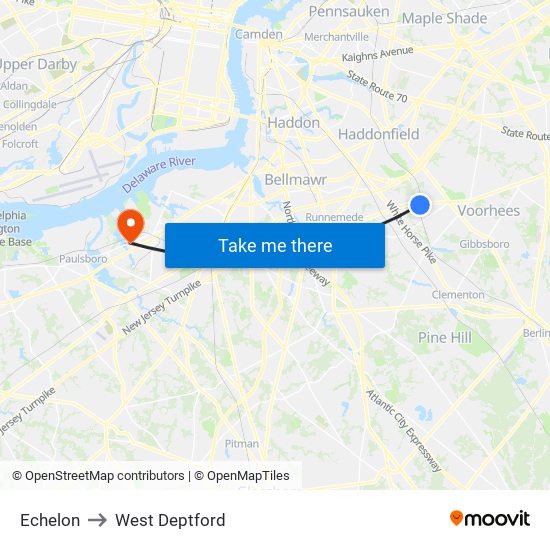 Echelon to West Deptford map
