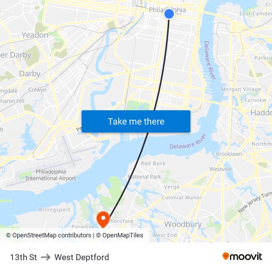 13th St to West Deptford map