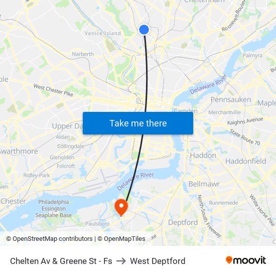 Chelten Av & Greene St - Fs to West Deptford map