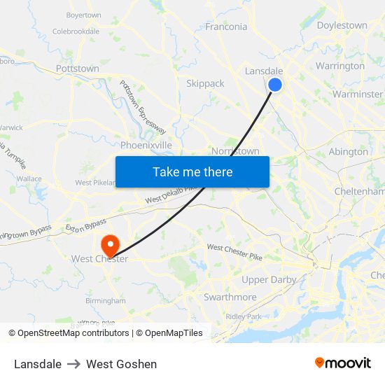 Lansdale to West Goshen map