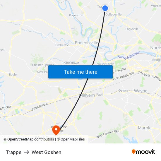 Trappe to West Goshen map