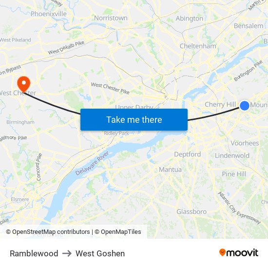 Ramblewood to West Goshen map