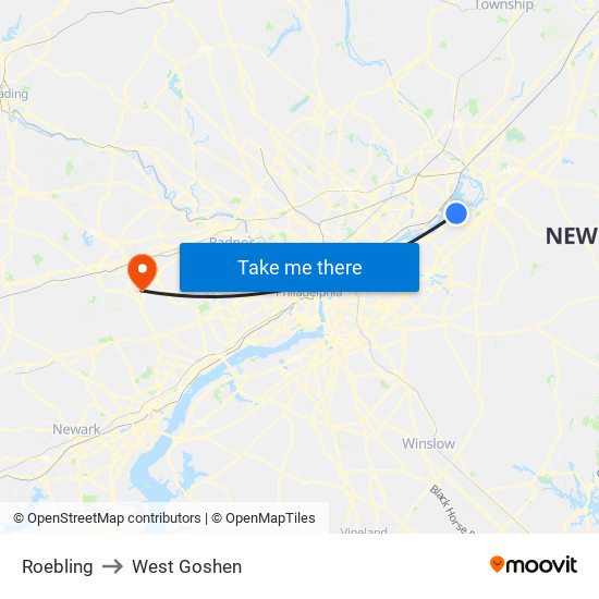 Roebling to West Goshen map