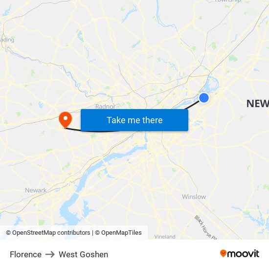 Florence to West Goshen map